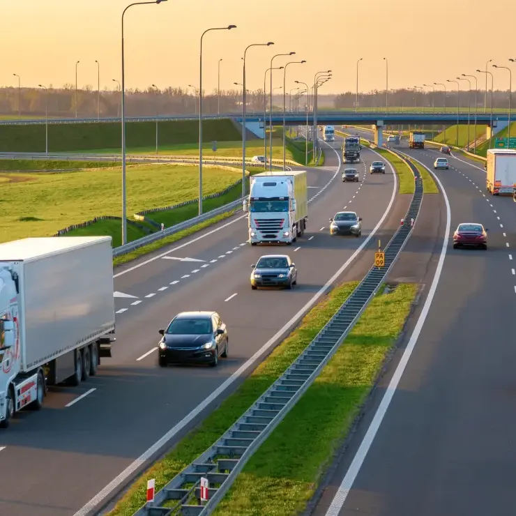 Trucks on a highway