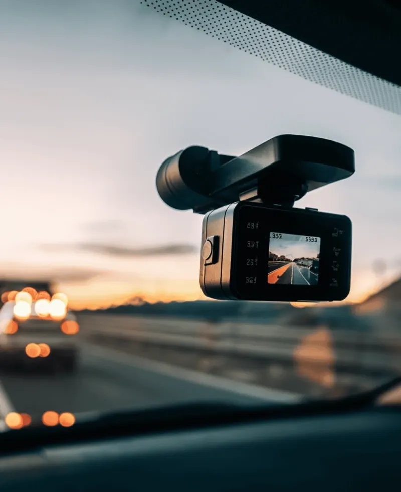 Fleet dash-cam system set up in a vehicle
